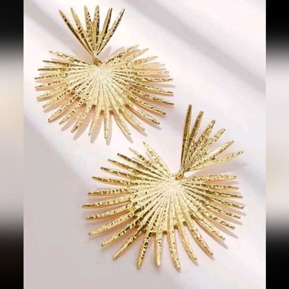 COPY - Gold Tone Statement Drop Earrings - Picture 2 of 3